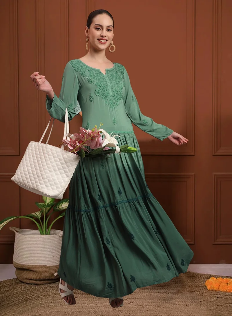 Alaya Hand Embroidered Chikankari Modal Ombre Jalabiya-AL4047