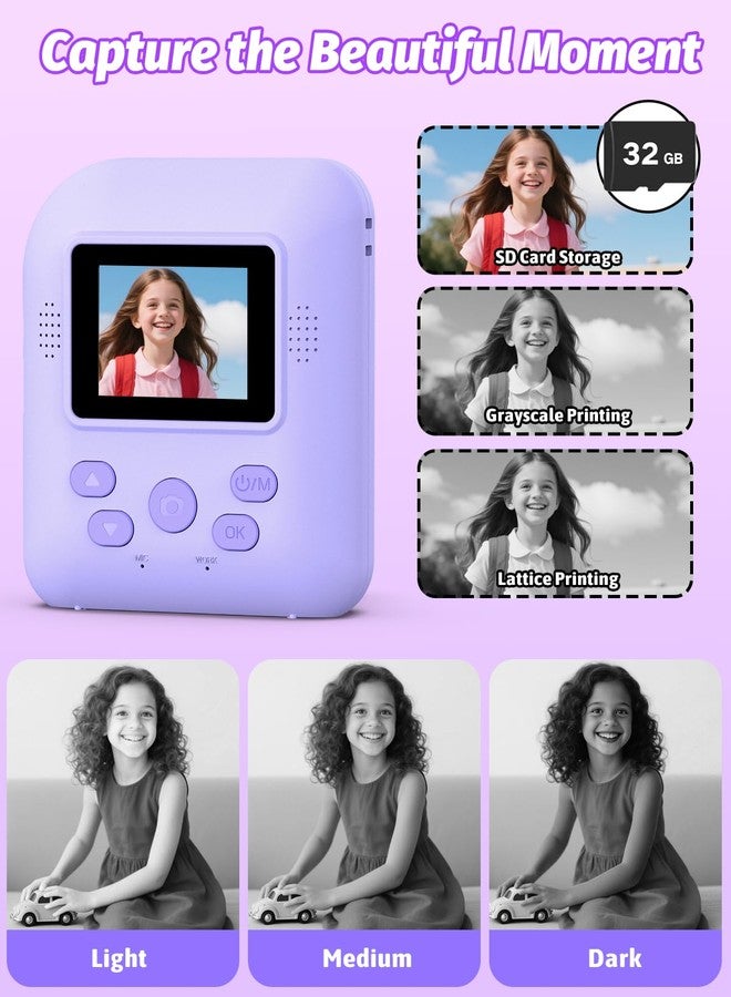 Teslahero Kids Camera Instant Print Photo, Portable Thermal Printing Camera Toy with HD Digital Video, for 3-12 Years Old Boys Girls, Creativity & Learning (Purple) - Image 4