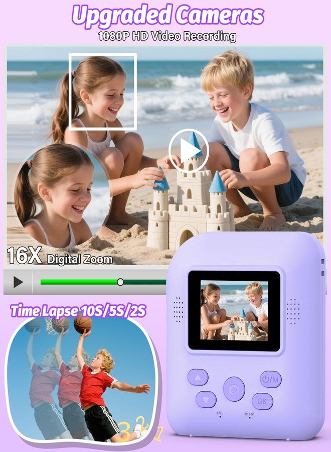 Teslahero Kids Camera Instant Print Photo, Portable Thermal Printing Camera Toy with HD Digital Video, for 3-12 Years Old Boys Girls, Creativity & Learning (Purple) - Image 3