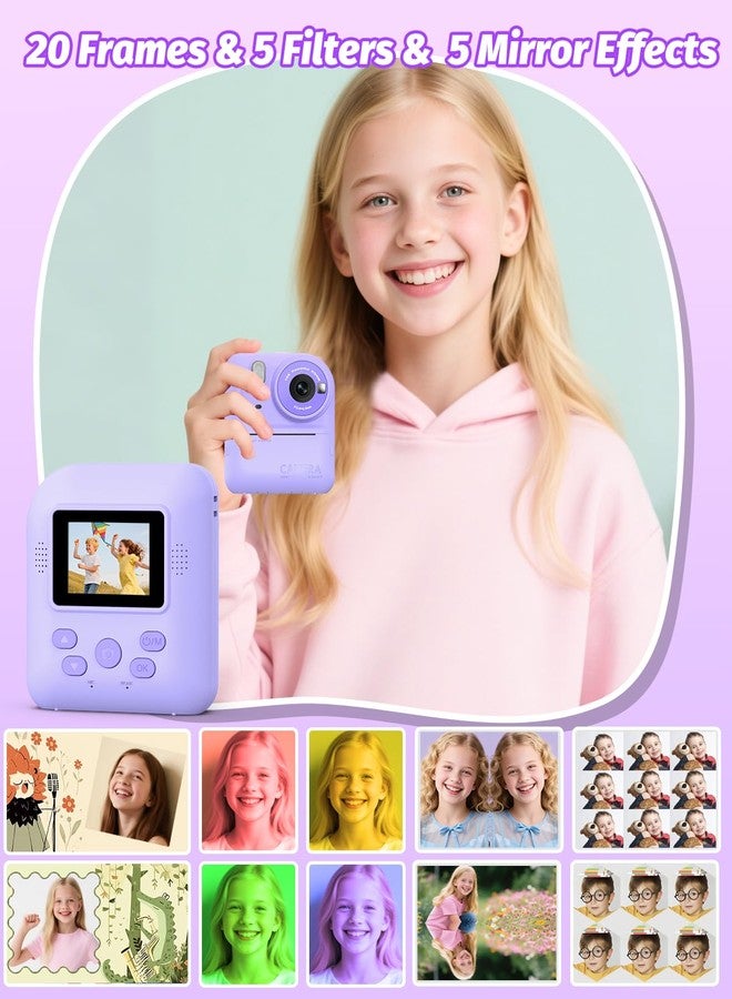 Teslahero Kids Camera Instant Print Photo, Portable Thermal Printing Camera Toy with HD Digital Video, for 3-12 Years Old Boys Girls, Creativity & Learning (Purple) - Image 5