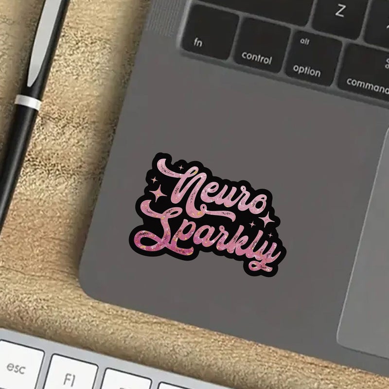 3 Pcs Neuro Sparkly Vinyl Sticker Car Decal Light Film Raising Awareness Autism ADHD Pink Black Stars Laptop Water Bottle Kindle - Image 5