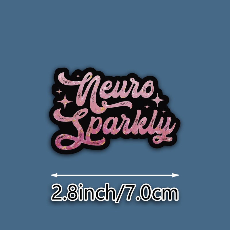 3 Pcs Neuro Sparkly Vinyl Sticker Car Decal Light Film Raising Awareness Autism ADHD Pink Black Stars Laptop Water Bottle Kindle - Image 3