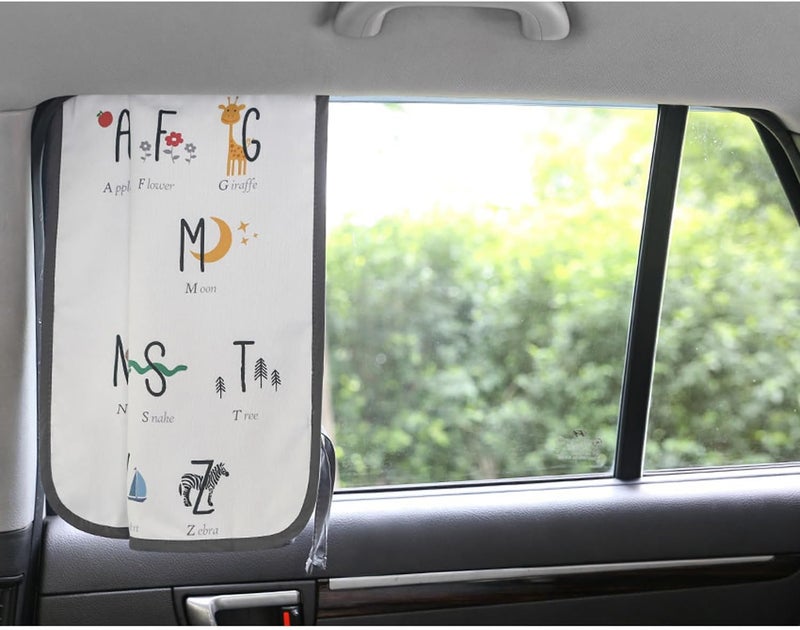 bebedeco Magnetic Car Sun Shade Curtain for Side Window – Sun Blocker and UV Protector for Baby, Kids, and Pets – Universal Fit with Built-in Magnets for Steel-Framed Door (Be-Kids Alphabet) - Image 2