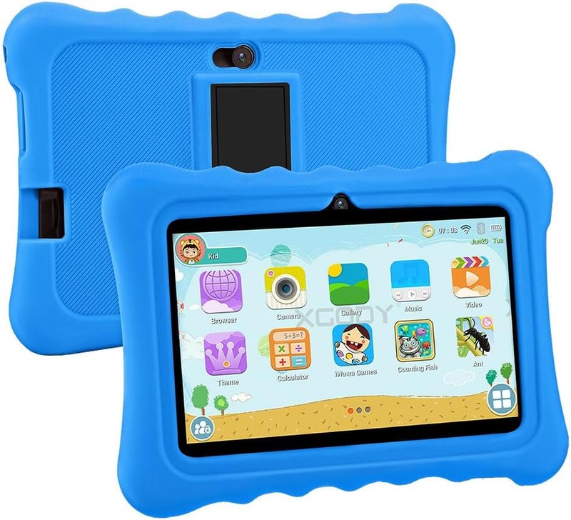 ZEKAROUL 7 inch Kids Tablet, Quad Core Android 11 2GB 32GB, Parental Control, Eye Protection, Shockproof Case, Dual Camera, WiFi, Bluetooth, Learning Tablet for Kids - T7 (Blue) - Image 1