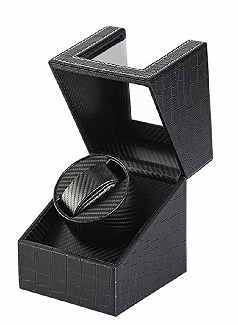 Y&D Watch Winder, Black Automatic Winder with Super Quiet Motor, Carbon Fiber Leather, Soft Elasticity Suitable Men and Women Mechanical Watches, Not Include Watch, 1 Pcs - Image 1