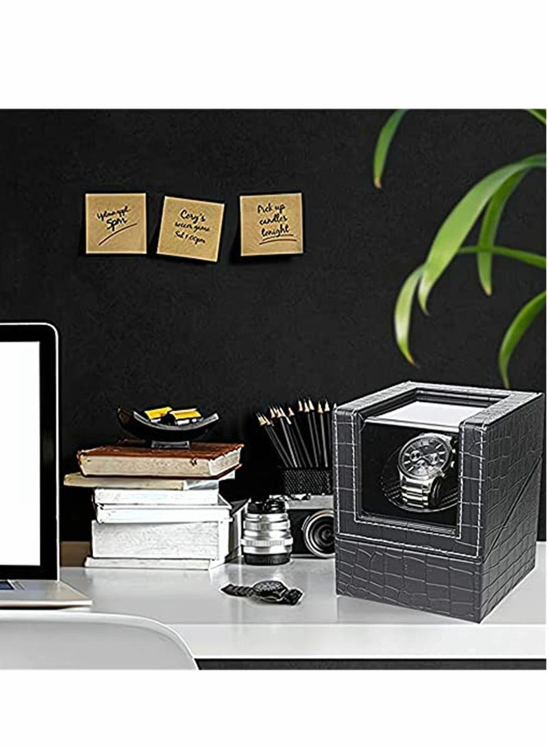Y&D Watch Winder, Black Automatic Winder with Super Quiet Motor, Carbon Fiber Leather, Soft Elasticity Suitable Men and Women Mechanical Watches, Not Include Watch, 1 Pcs - Image 2