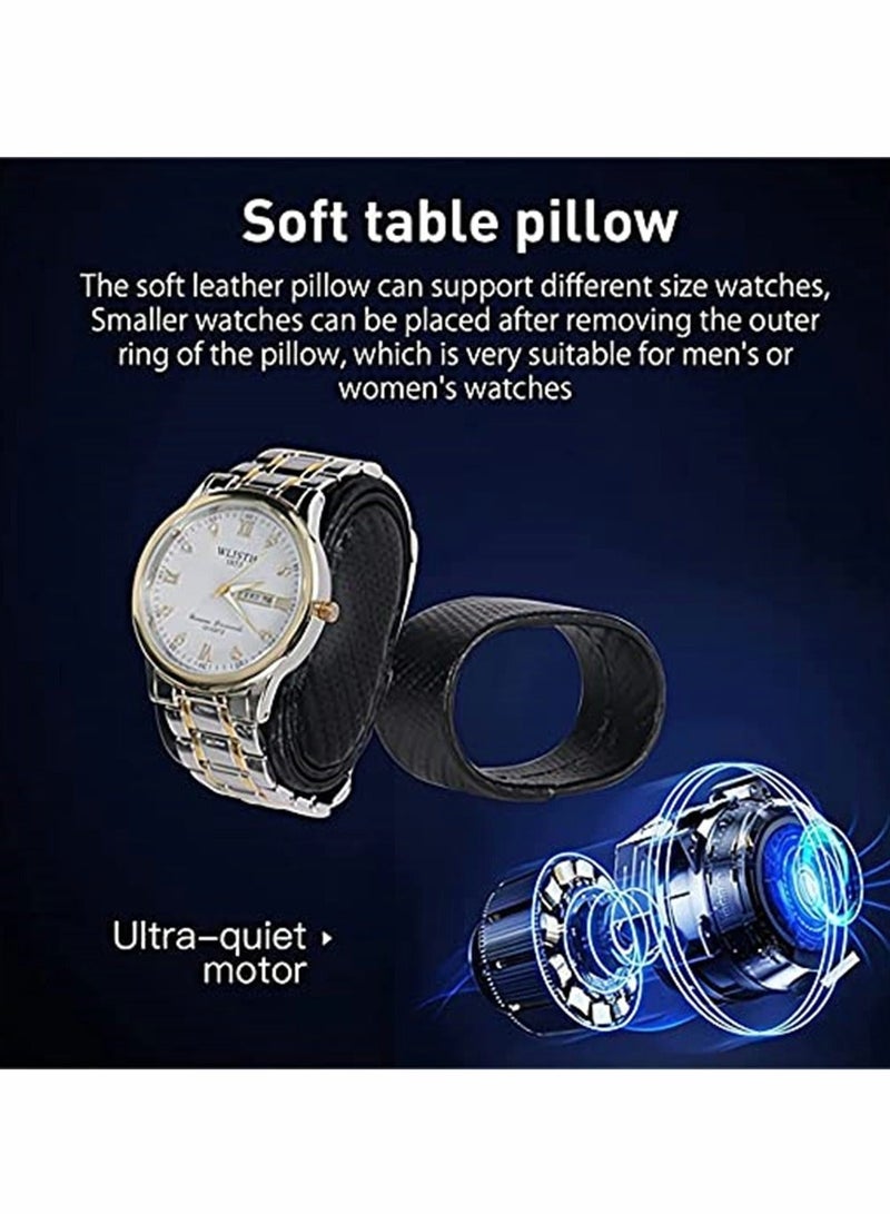 Y&D Watch Winder, Black Automatic Winder with Super Quiet Motor, Carbon Fiber Leather, Soft Elasticity Suitable Men and Women Mechanical Watches, Not Include Watch, 1 Pcs - Image 3
