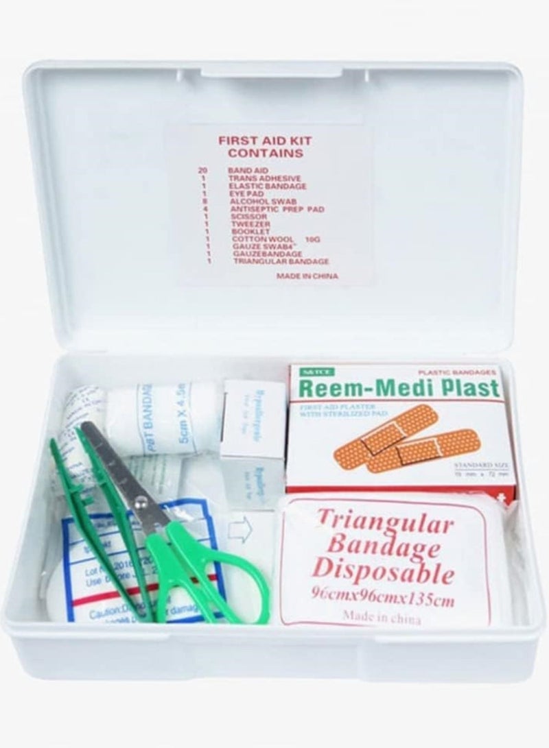 HERIOS Portable First Aid Kit, 42 Pieces in Hard Plastic Box - Compact Emergency Kit for Car, Home, Office & Travel, Bilingual Arabic/English Labelling - Image 3