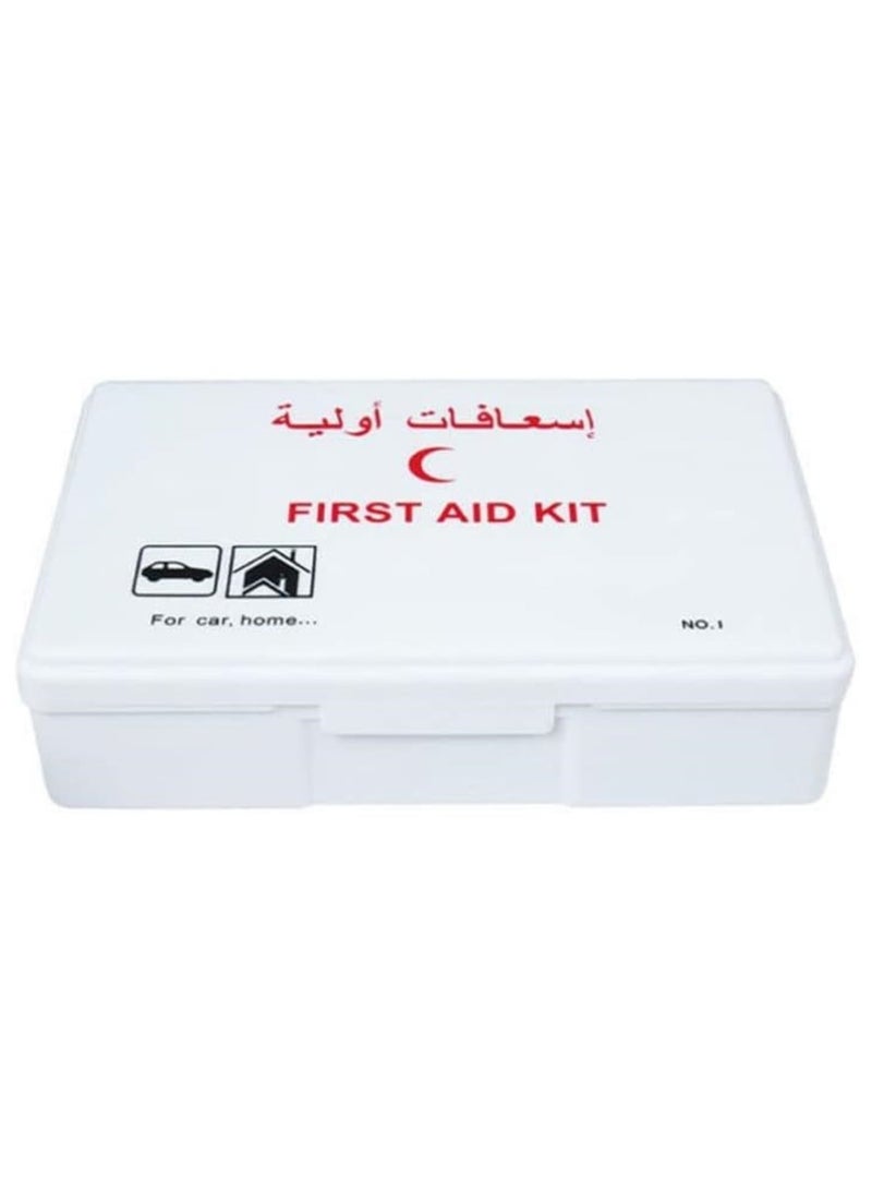 HERIOS Portable First Aid Kit, 42 Pieces in Hard Plastic Box - Compact Emergency Kit for Car, Home, Office & Travel, Bilingual Arabic/English Labelling - Image 2