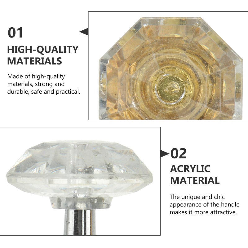 16pcs Acrylic Crystal Drawer Knobs Cabinet Handles Silver Gold Base Set for Furniture Dresser - Image 4