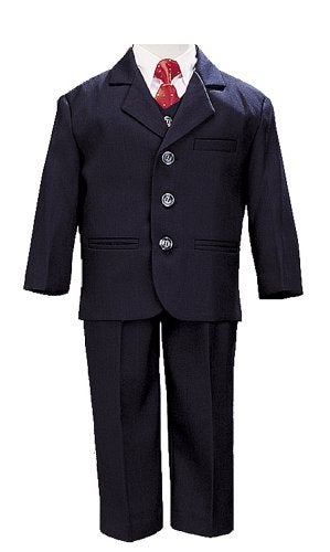 Lito 5 Piece Navy Blue Suit with Shirt, Vest, and Tie (14 Husky) - Image 2