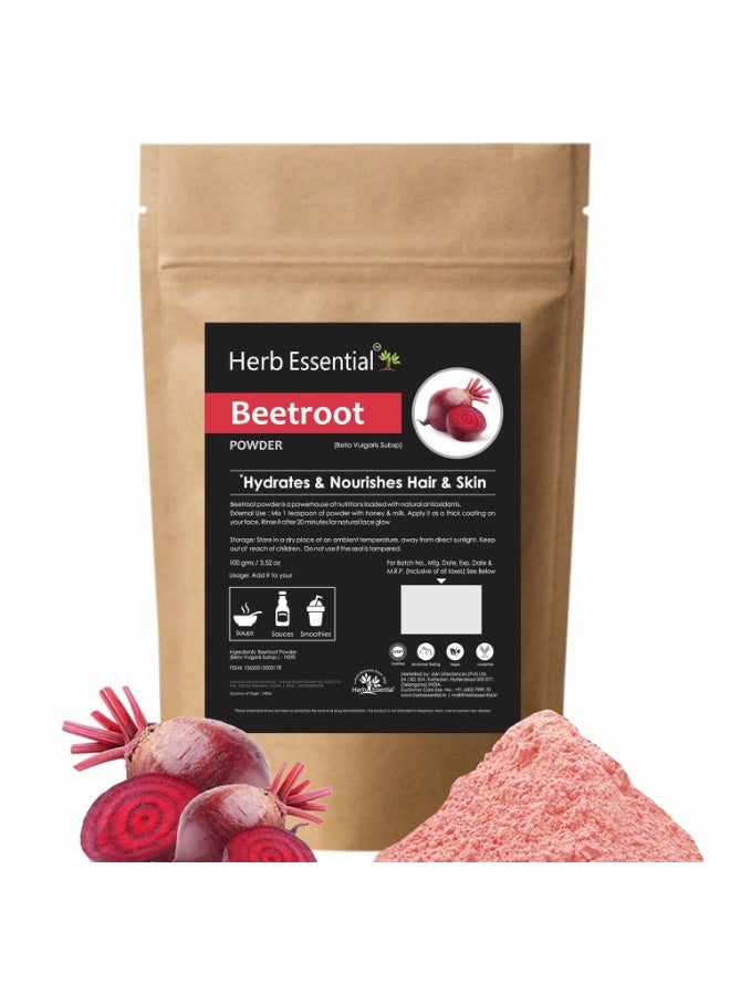 هيرب إسينشال مسحوق الشمندر الطبيعي ١٠٠٪ من الأعشاب الأساسية - ١٠٠ غرام | يرطب ويغذي البشرة والشعر | غني بمضادات الأكسدة | خالٍ من المواد الكيميائية، نباتي، وغير مُختبر على الحيوانات - Image 1