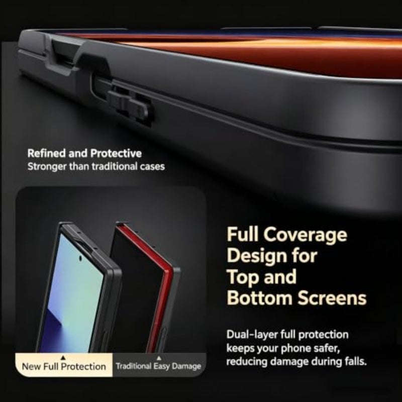 Magnetic Case For Honor Magic V6 Hinge Guard Protection Ultra-Thin Transparent Matte Pc Back Anti-Yellowing Military-Grade Shockproof Cover Black - Image 5