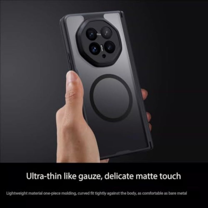 Magnetic Case For Honor Magic V6 Hinge Guard Protection Ultra-Thin Transparent Matte Pc Back Anti-Yellowing Military-Grade Shockproof Cover Black - Image 4