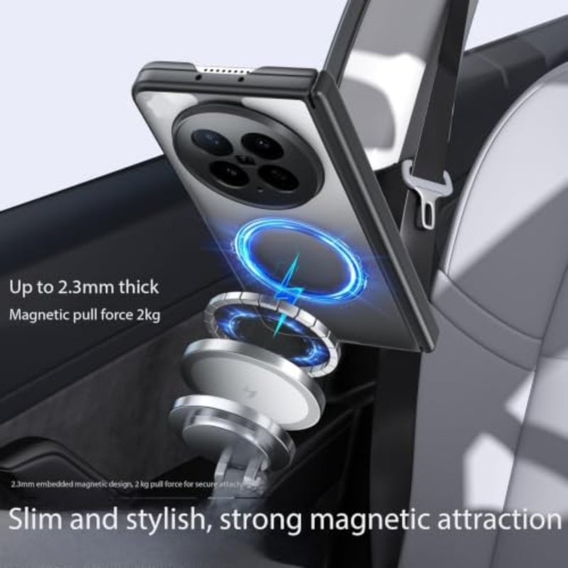 Magnetic Case For Honor Magic V6 Hinge Guard Protection Ultra-Thin Transparent Matte Pc Back Anti-Yellowing Military-Grade Shockproof Cover Black - Image 2