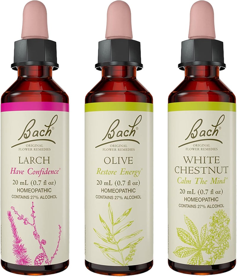 Bach Bach Original Flower Remedies 3-Pack, Be Your Best" - Larch, Olive, White Chestnut, Homeopathic Flower Essences, Vegan, 20mL Dropper x3 