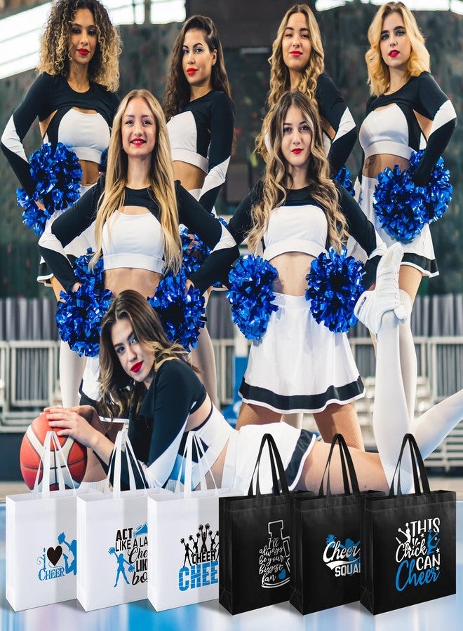 Bulyoou 24 Pcs Cheer Bags Cheerleader Gift Bulk Cheerleading Tote Non Woven Goodie Bag with Handles for Women(Blue Pattern) - Image 5