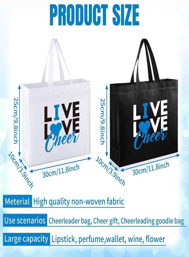 Bulyoou 24 Pcs Cheer Bags Cheerleader Gift Bulk Cheerleading Tote Non Woven Goodie Bag with Handles for Women(Blue Pattern) - Image 2