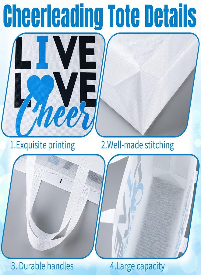 Bulyoou 24 Pcs Cheer Bags Cheerleader Gift Bulk Cheerleading Tote Non Woven Goodie Bag with Handles for Women(Blue Pattern) - Image 4
