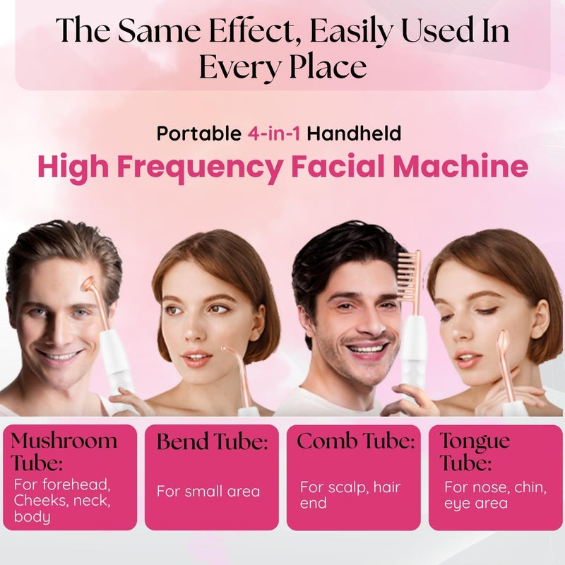 Concepta Portable High Frequency Machine Facial Wand Acne for Skin Tightening Acne Spot Wrinkles Reducing Puffy Eyes Dark Circles Dispel Freckle 4 in 1 Handheld High Frequency Machine for Face & Hair - Image 5