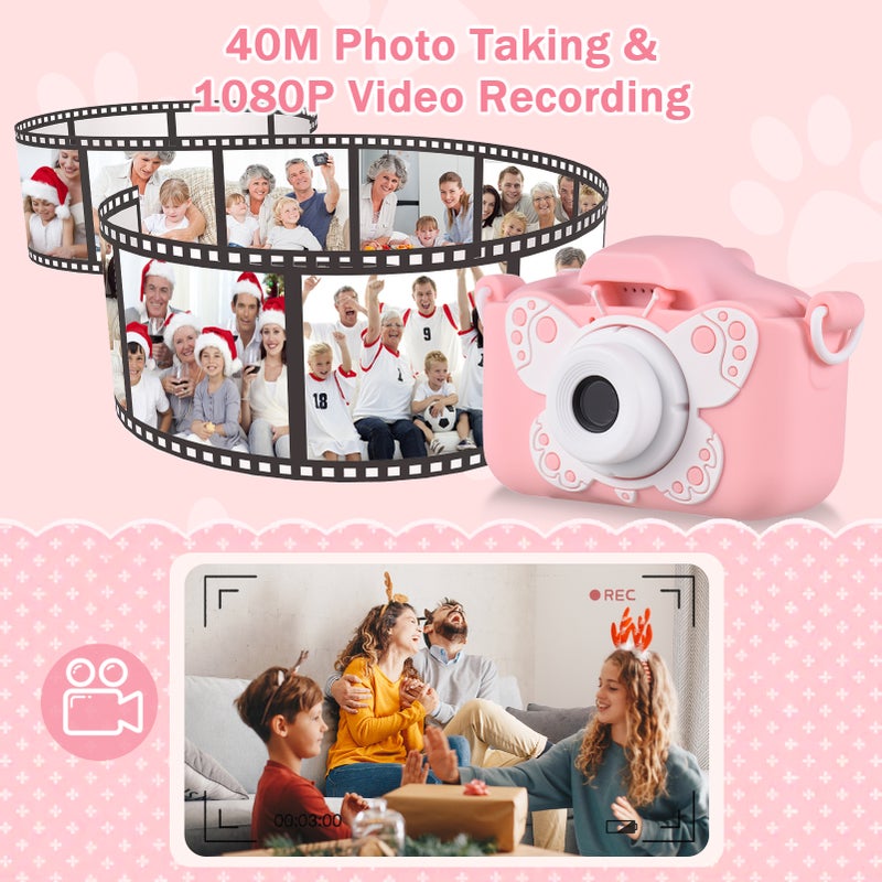 X7 Mini Camera Kids Camera Digital Camera 1080P Video Camera for 20MP Dual Lens 2.0 Inch IPS Screen Built-in Battery Cute Photo Frames Interesting Games with 32GB Memory Card USB Card Reader - Image 3