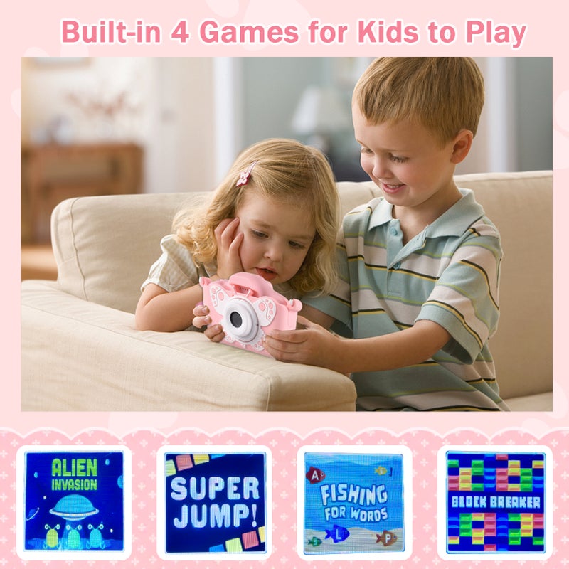 X7 Mini Camera Kids Camera Digital Camera 1080P Video Camera for 20MP Dual Lens 2.0 Inch IPS Screen Built-in Battery Cute Photo Frames Interesting Games with 32GB Memory Card USB Card Reader - Image 5