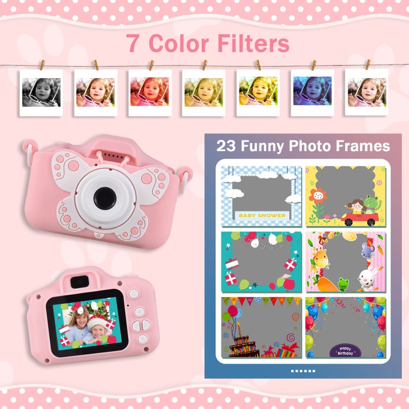 X7 Mini Camera Kids Camera Digital Camera 1080P Video Camera for 20MP Dual Lens 2.0 Inch IPS Screen Built-in Battery Cute Photo Frames Interesting Games with 32GB Memory Card USB Card Reader - Image 4