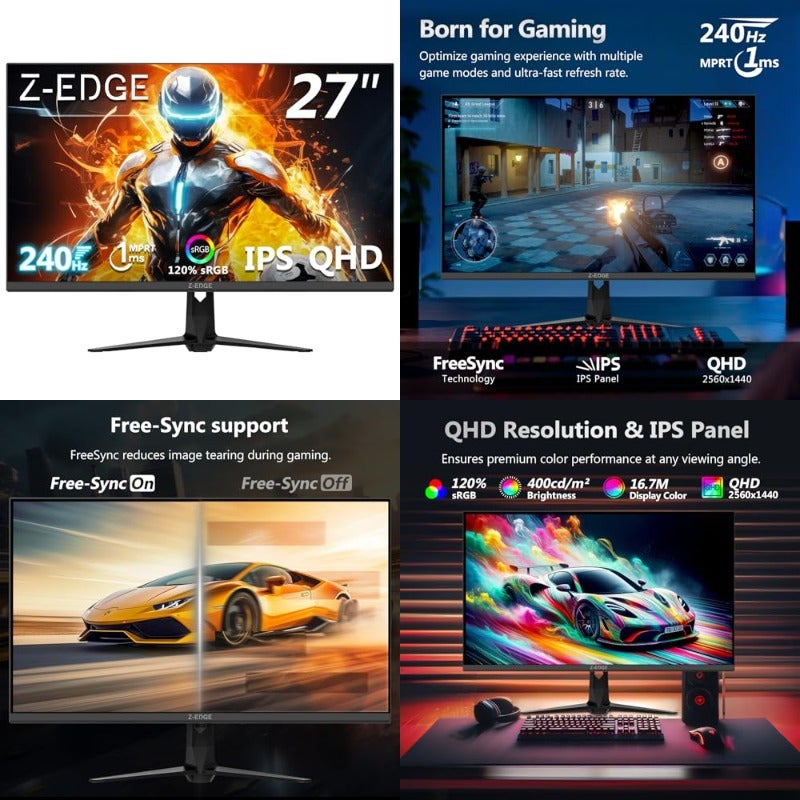 zedge Zedge Ips Gaming Monitor Qhd 1440p Pc Screen 27 inch ZB177C9CAC63781DD4F90Z
