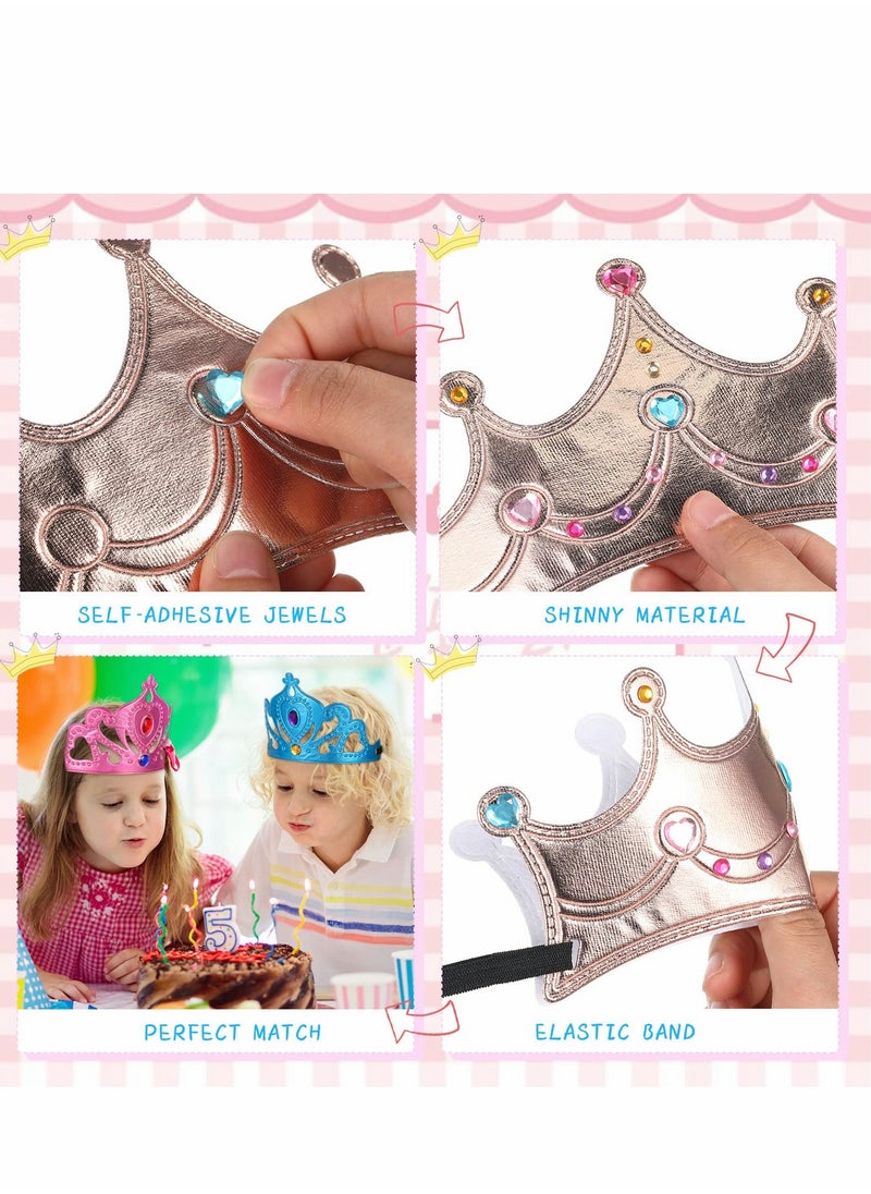 Generic - DIY Crown Set, 36 Pieces Birthday Decoration Set Including 16 Pieces of Princess Headdress and 20 Pieces of Crystal Diamond Stickers King Theme Children's Party Supplies Foam Birthday Hat - Image 1