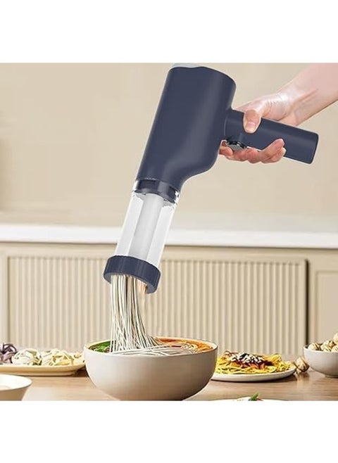 Electric Pasta Maker, Electric Noodle Maker, High Efficiency Handheld Press Pasta Machine with 6 Moulds, Premium Materials, Portable Automatic Pasta Maker Machine for Home Use (Blue)