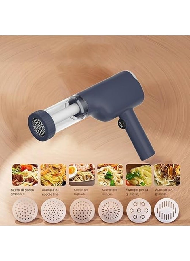 Generic - Electric Pasta Maker, Electric Noodle Maker, High Efficiency Handheld Press Pasta Machine with 6 Moulds, Premium Materials, Portable Automatic Pasta Maker Machine for Home Use (Blue) - Image 1