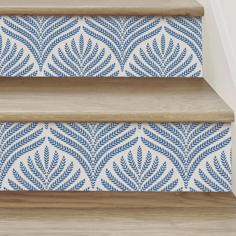 Veki Luxury Floral & Botanical Geometric Wallpaper Mural – Waterproof, Moisture-Proof, Self-Adhesive PVC Wall Sticker for Home & Hotel Decoration (45cm x 300cm) (Blue Leaf) - Image 3