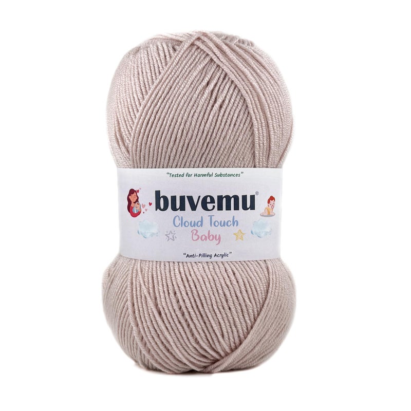 buvemu Cloud Touch Baby - DK Weight Soft Anti-Pilling Yarn for Baby Clothes, Blankets & Amigurumi Crochet & Knitting, 90% Acrylic 10% Viscose derived from Bamboo, 3.53 Oz / 262 Yards (Almond, 1 Pack) - Image 1