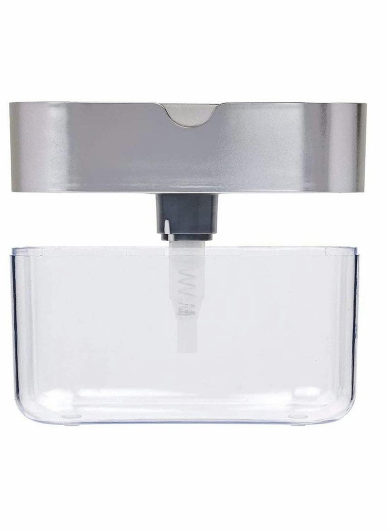 Liquid Soap Dispenser Set - Plastic Elegant Hand Pump with Sponge Caddy 2-in-1 Organizer Holder for Kitchen Sink Tidy Bathroom Countertop - Image 2