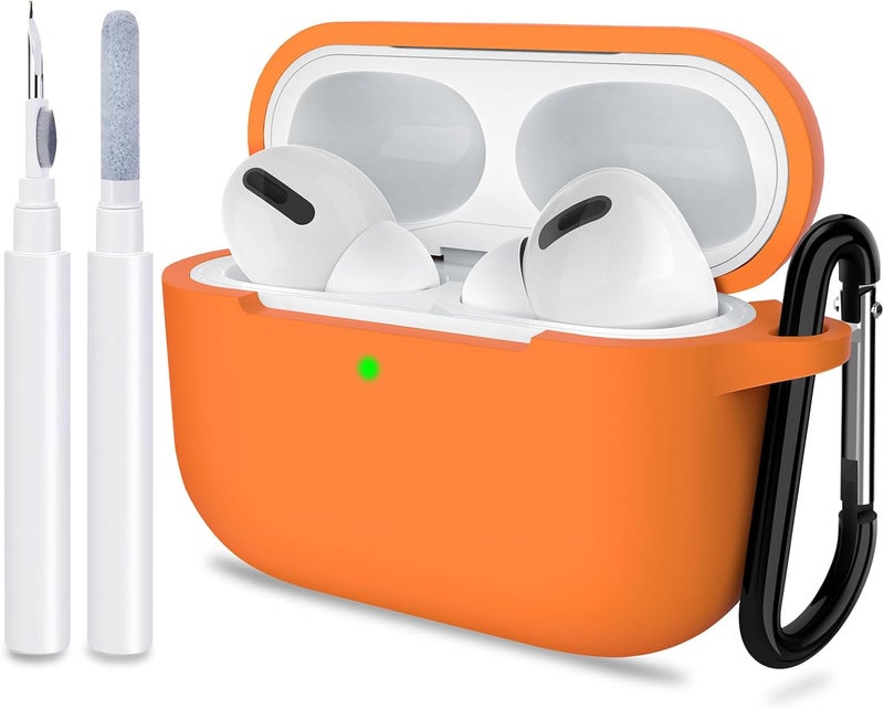 ATUAT for AirPods Pro 1st/2nd Generation Case Cover, Protective Silicone Skin Accessories with Keychain for Women Men for Apple AirPods Pro 2019/2022 Charging Case,Front LED Visible-Bright Orange - Image 1