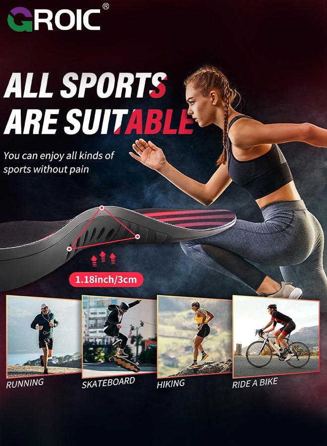 جرويك نعل داخلي لالتهاب اللفافة الأخمصية، نعل داخلي لدعم قوس القدم للرجال والنساء، نعل داخلي جل تقويمي للجري للأقدام المسطحة، لتخفيف الألم - مقاس صغير (38-40) - Image 3