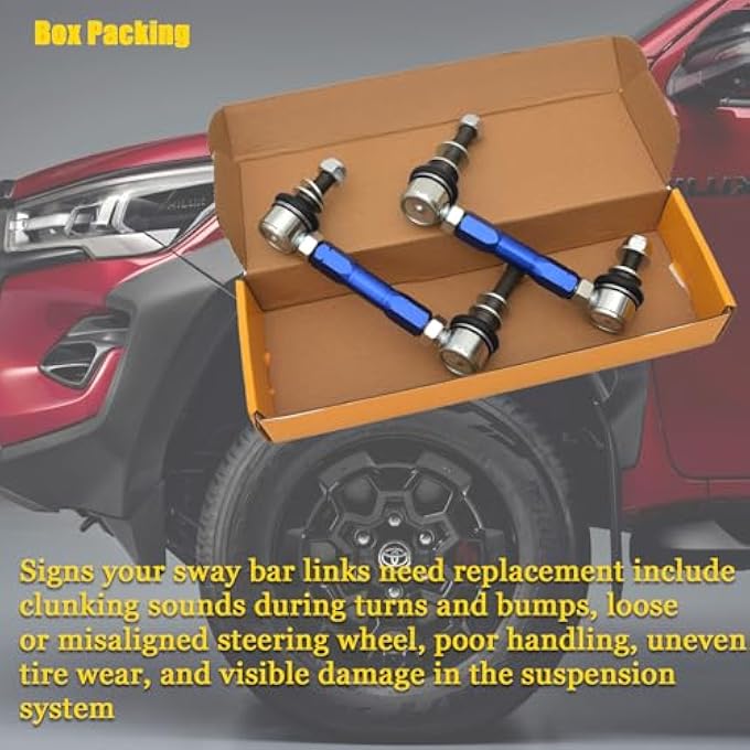 JS SUPER WORK طقم وصلة قضيب التوازن القابل للتعديل، طقم وصلة قضيب التوازن الأمامي مناسب لسيارات T0Y0Ta Fj CruiserFortunerHiluxLand Cruiser Prado، وصلة كرة 12 مم، وصلة قضيب التوازن القابل للتعديل - Image 5