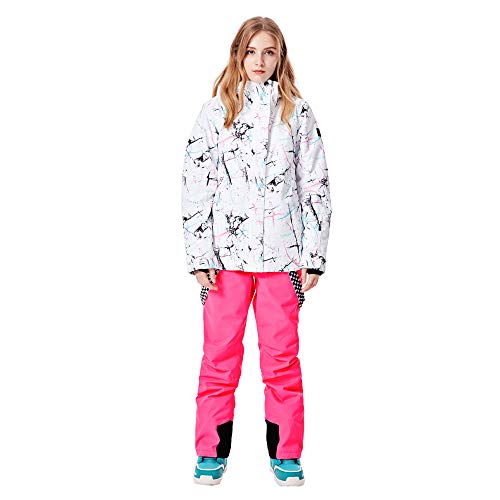 GS SNOWING Women's Ski Jackets and Pants Set Windproof Waterproof Insulated Snowsuit Winter Warm Snowboarding Snow Coat Purple M - Image 2