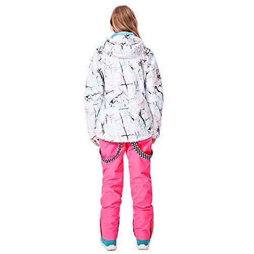 GS SNOWING Women's Ski Jackets and Pants Set Windproof Waterproof Insulated Snowsuit Winter Warm Snowboarding Snow Coat Purple M - Image 3