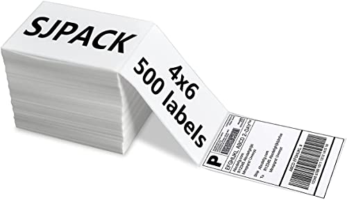 SJPACK 4x6 Thermal Labels, Shipping Labels with Perforated Line, Commercial Grade Thermal Shipping Label Paper, Pack of 500 - Image 1