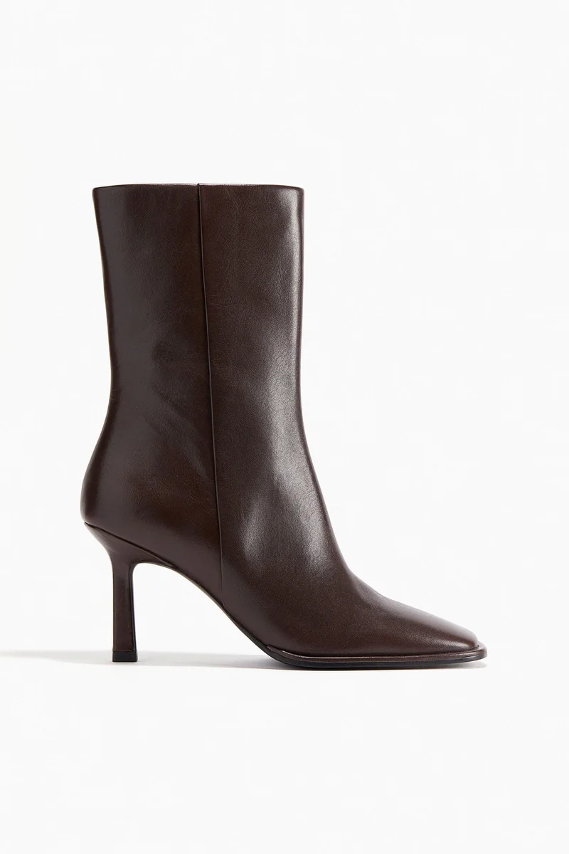 H&M Heeled leather ankle boots