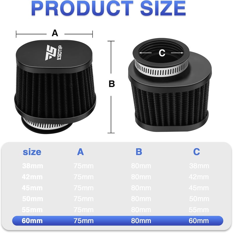 ZSDTRP 2PCS Motorcycle Air Filter 60MM - Image 2