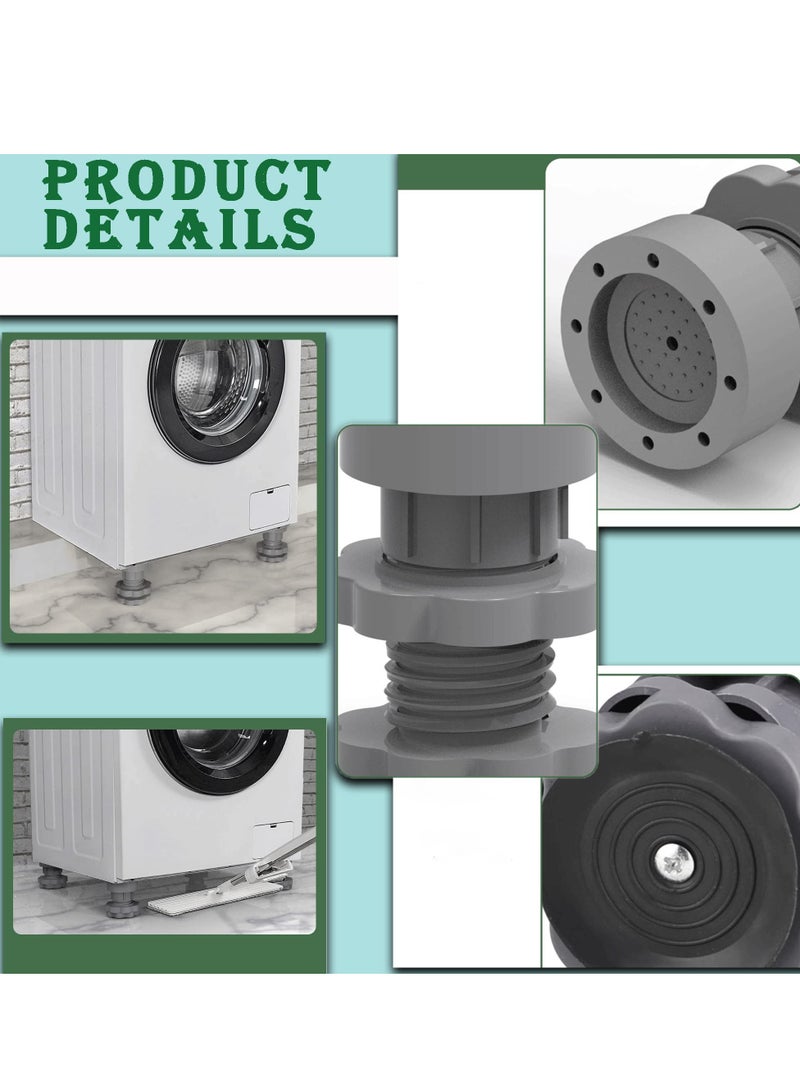 كاست ويف وسادات مقاومة الاهتزاز لدعم غسالة، وسادات قابلة للتعديل لامتصاص الصدمات وتقليل الضوضاء، وسادة قاعدة الغسالة، واقية ضد التحرك، وسادات مطاطية مضادة للانزلاق، مجموعة من 8 - Image 4