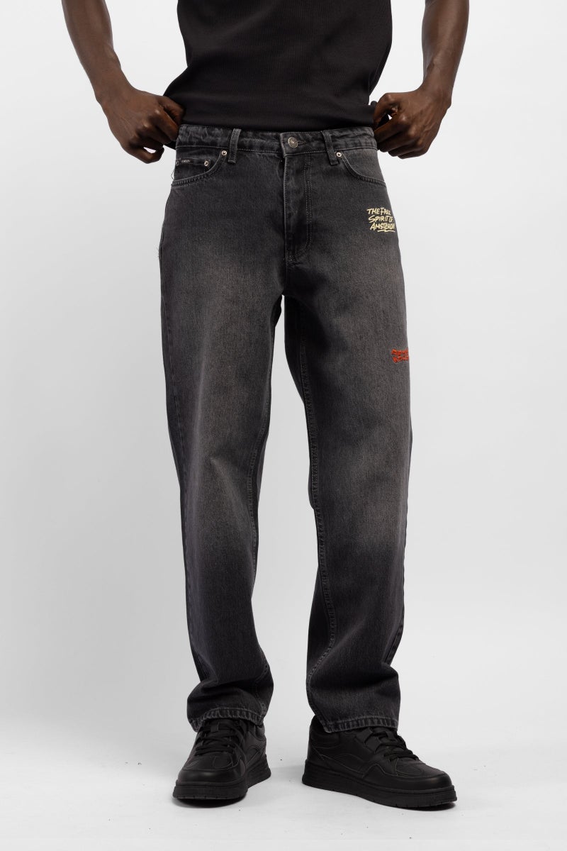 Catch Embroidered Washed Jeans - Image 3
