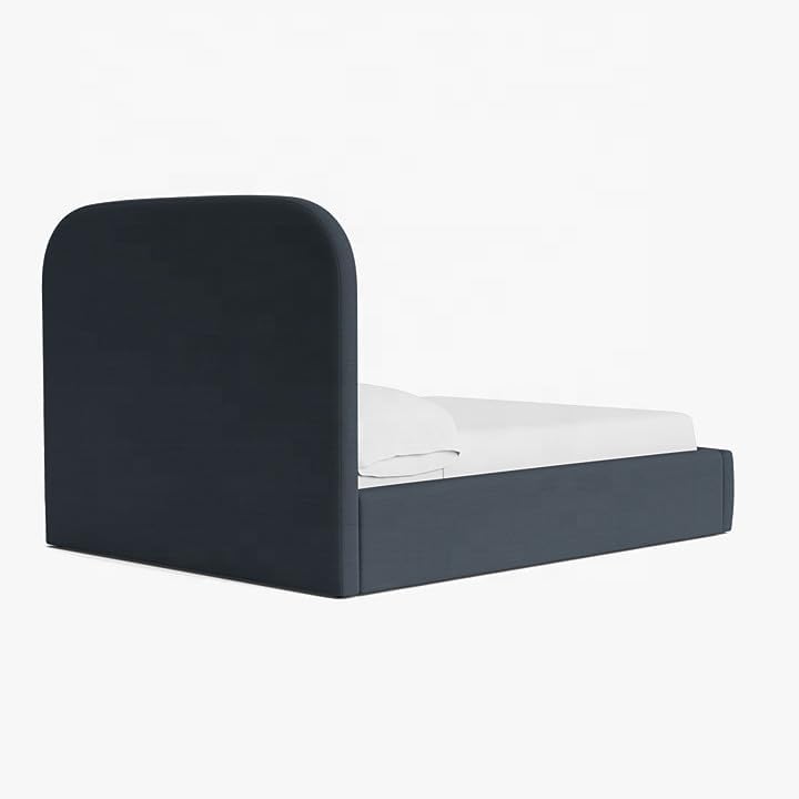 Modern Upholstered Bed Frame with Padded Curved Headboard - Charcoal Grey, Queen Size (160x200cm) - Image 3