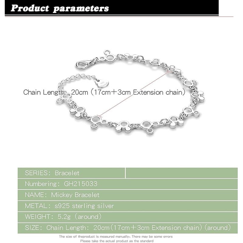 Dankadi Fashion Cute Mickey Bracelet for Women 925 Sterling Silver Adjustable Charm Jewelry Gift Birthday Gift For Women Wife Girls Her - Image 2