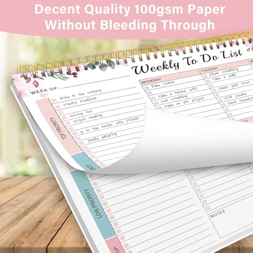 KAICN Weekly To Do List Notepad with 52 Undated Sheets（8.5"×11"）- Undated Weekly Desk Planner for Women & Man, School/Office Supplies - Image 3