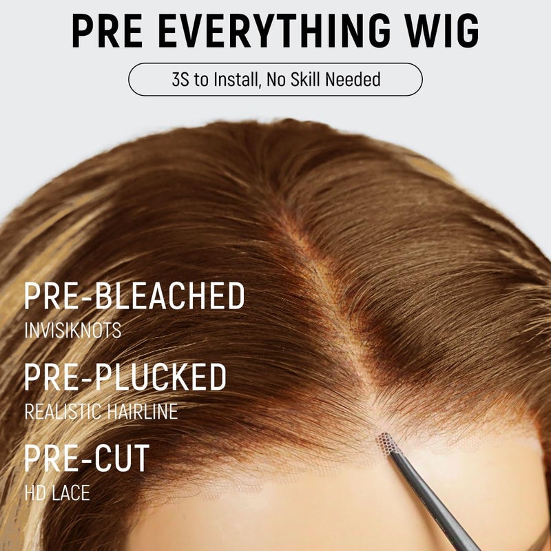 mscoco Glueless Wigs Human Hair Pre Plucked Pre Cut 6Ã—5 HD Lace Bob Wig Human Hair 180% Density Honey Blonde Ombre Closure Highlight Wig Human Hair for Black Women 4/27 12inch - Image 2