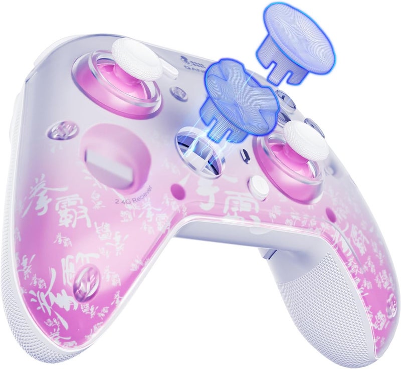 Qanba Phantom Multi-Mode Smart Wireless Controller for Windows PC and Android and iOS and TV，PC Controller With Hall-Effect Joysticks，Tri-Mode Connection (2.4G/Bluetooth/Wired) (Pink) - Image 5