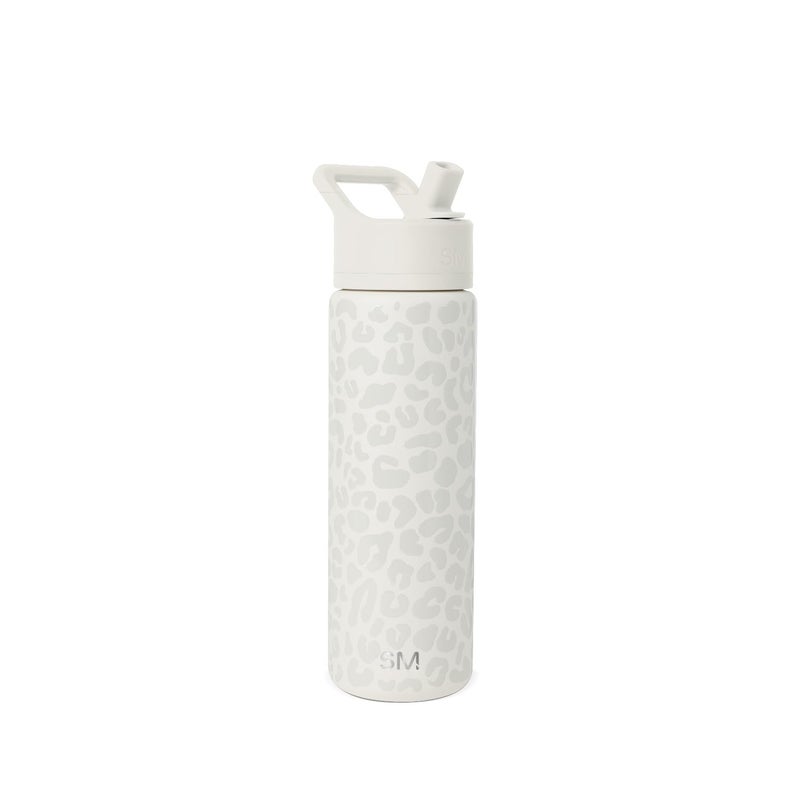 Simple Modern Leopard Water Bottle with Straw Lid Vacuum Insulated Stainless Steel Metal Cup Bottles Reusable Leak Proof BPAFree Flask for Sports Summit Collection 22oz Cream Leopard - Image 2